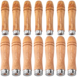 Pndeyo Wooden File Handle with Strong Metal Collars 20pcs, 10pcs Medium Wooden Handle for 6"-8" File and 10pcs Large Wood Handle for 10"-12" File, Screwdriver Hand Drill File Handle