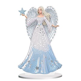 Kit de adorno de computadora para pintura de diamantes, figura de ángel, decoración de mesa de acrílico, diamante para adultos, forma especial, pintura de diamantes, decoración de mesa para el hogar y