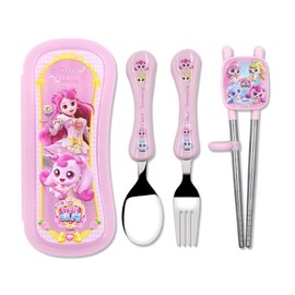 Catch Teenieping Fork, Spoon, and Chopsticks Flatware Set with Case, Stainless Steel (C)