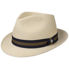 Lierys Sportive Trilby Panama Hat Fedora Panama Trohhut Straw Hat Beach Hat Summer Hat Sun Hat Women's Hat Men's Fedora Panama Hat Beach Hat with a Hem Spring, Summer - L/59-60