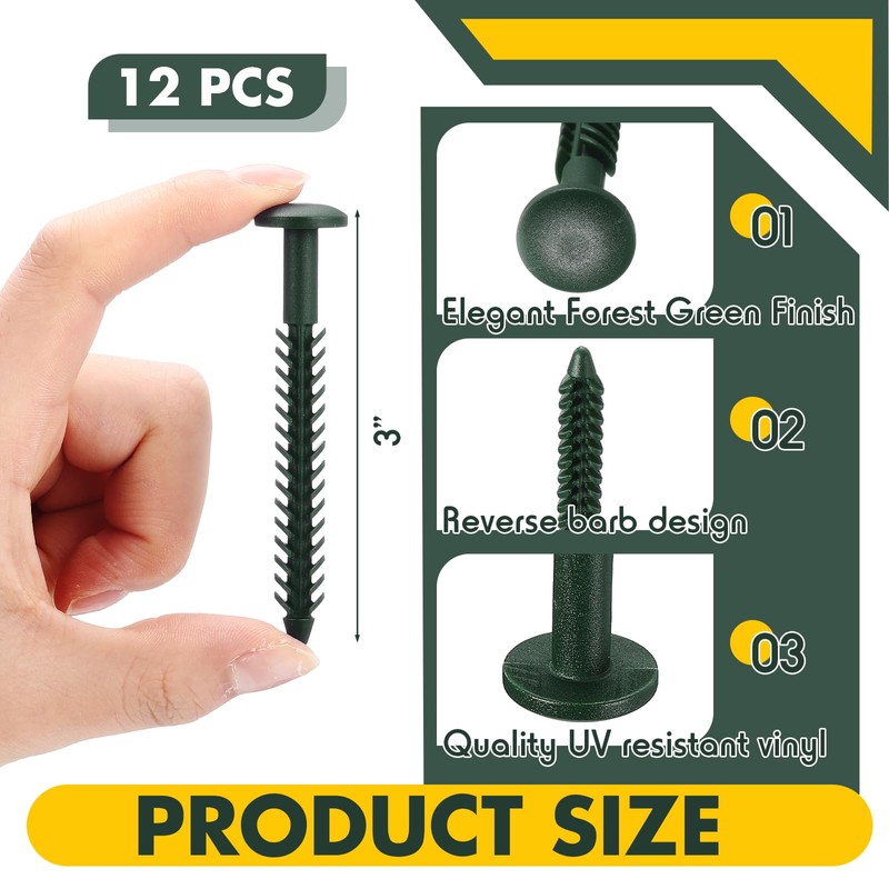 MorningRo 12 Pack Vinyl Shutter Fasteners Plastic Shutter Screws Window