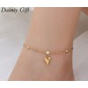DAINTY Women /Girl Titanium Stainless Steel CZ Gold Heart Anklet