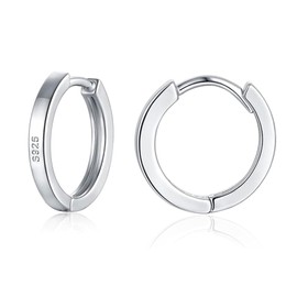 wynn's Silver Hoop Earrings for Women, 925 Sterling Silver Hoop Earrings Set, Unisex Small Sleeper Hoop Earrings, Silver Hooped Huggie Cartilage Earrings for Women Men Girls (8mm)