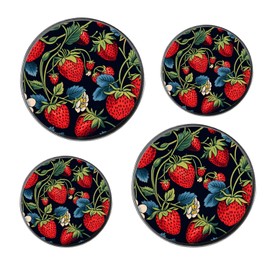 Strawberry Fruits Image Set of 4 Stove Burner Covers - Premium Round Electric Stove Range Protectors,8 IN & 10 IN