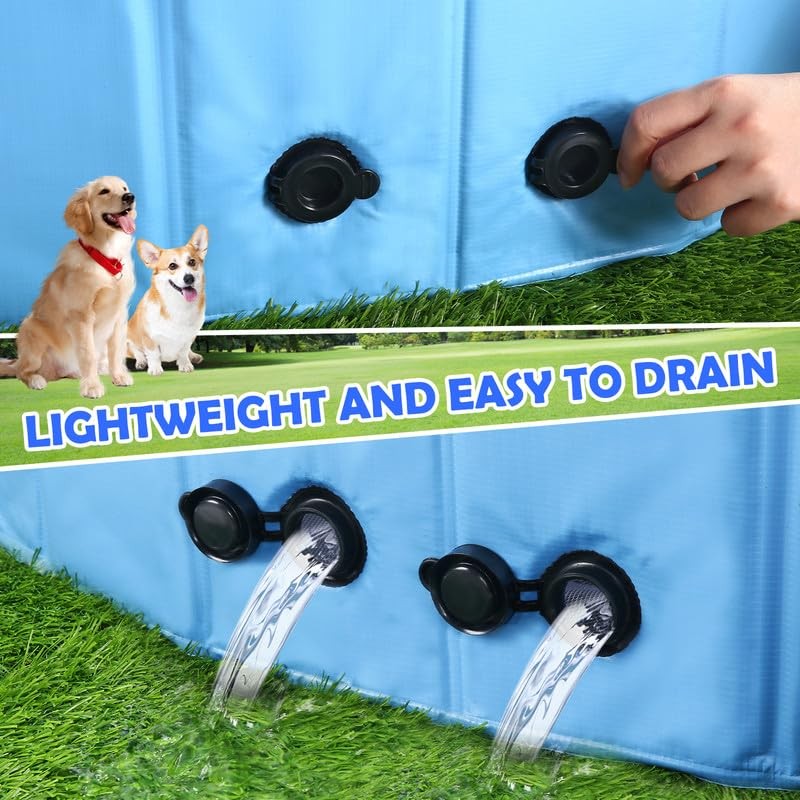 63" Large Dog Pool with Sprinkler, 2-in-1 Foldable Swimming Pool