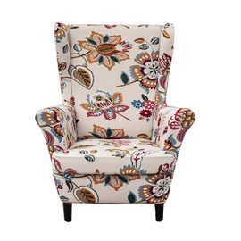 CRFATOP Wingback Chair Covers 2 Pieces Stretch Printed Wing Back Chair Cover Sofa Slipcover Washable Wingback Armchair Slipcovers Furniture Protector with Elastic Bottom for Wingback Chairs,A34