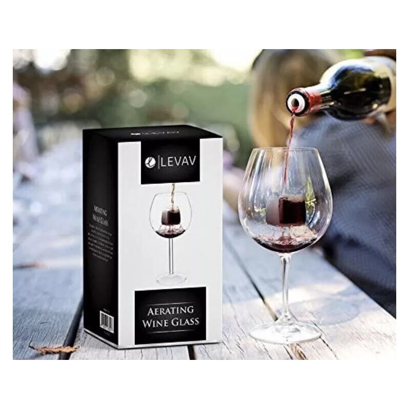 LEVAV Sommelier Aerating Decanter Glass Goblet On Stem - Unique