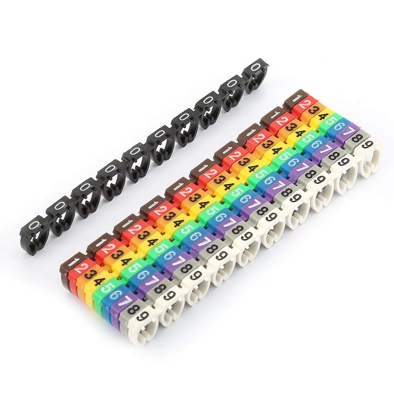 0-9 Coded Clip-On Wire Markers, 6Mm2 Number Tube Wire Number