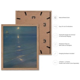 Poster Master 2-Piece Vintage Summer Evening at Skagen Beach Poster - The Artist and his Wife Print - Impressionism Art - Gift for Him & Her - Decor for Living Room or Office, 8x10 Beige Framed
