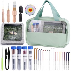 Doxiru 107 Pcs Felting Needles Kit, Felting Tool Kit Needle Felting Tools Felting Needle Supplies with 6"x6" Felting Pad for Needle Felting Supplies Beginner