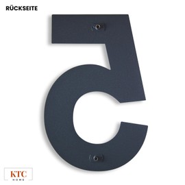 KTC-HOME - Premium House Number Anthracite Including Mounting Material - Powder Coated - Arial - Height 20 cm - RAL 7016 - Rustproof and Weatherproof House Number Plate - House Number 5 -
