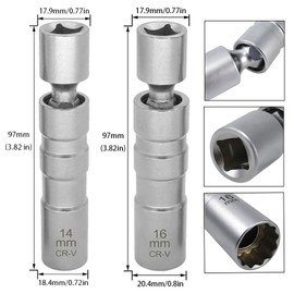 Tkxjry Spark Plug Sockets for Car Repair, Car Spark Plug Wrench, Magnetic Spark Plug Socket, Spark Plug Socket, Spark Plug Socket, Spark Plug Wrench 14 mm and 16 mm Pack of 2