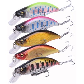 Contyu Trout Lures, Set of 5, Mountain Stream Sinking Flat Minnow, 2.0 inches (50 mm), 0.2 oz (4.3 g), Color A (Set of 5)