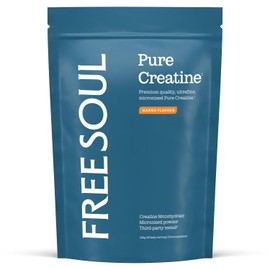 Creatine Monohydrate Powder | 100% Pure Micronised Creatine Monohydrate | Easily Dissolves | Mango Flavour | Vegan | Lab-Tested | 60 Servings | Free Soul