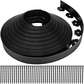 Landscape Edging 2 Inch Tall 100 FT, Garden Edging Border with 5 Pcs Connectors and 60 Pcs Anchoring Spikes for Garden Flower Beds Yard Lawn