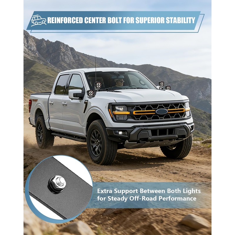 NORTHYUN Dual Light Bar Hood Mounting Brackets for F150 2015–2025