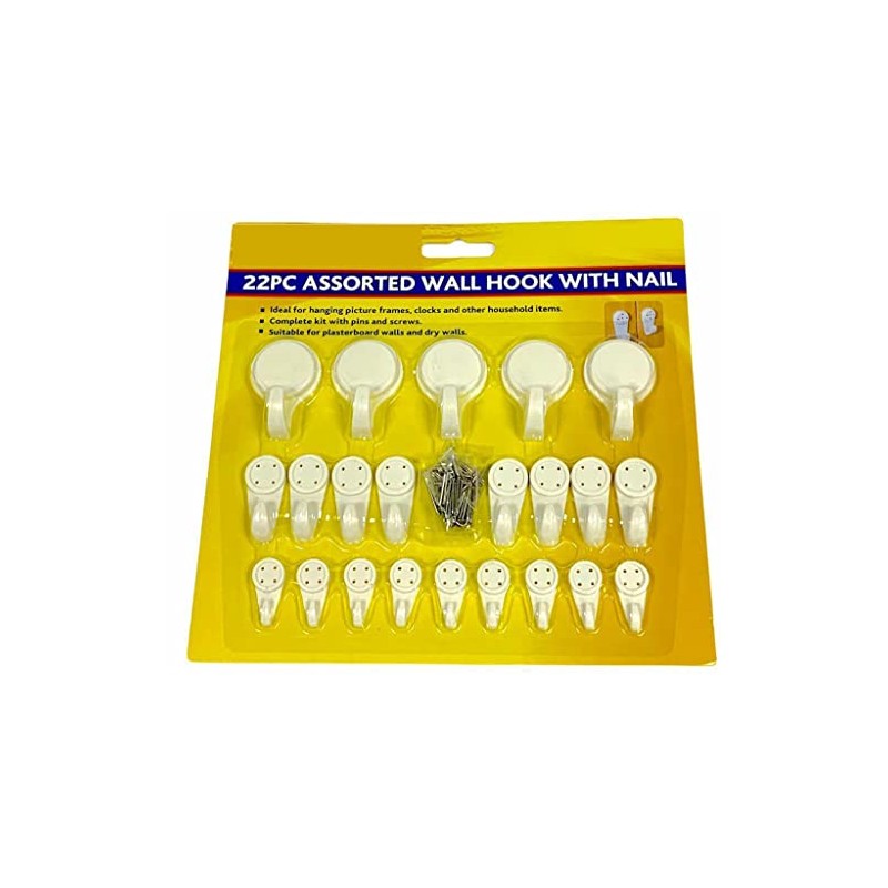 Orbitron 22 Pcs Plastic Wall Hooks with Nails and Screws