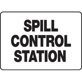 Accuform MCHL587VA Aluminum Sign, Legend "Spill Control Station", 7" Length x 10" Width, Black on White