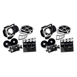 Beistle Movie Set Cutouts 8 Piece, 13"-17", Black/White