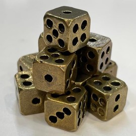 Vintage Brass Gaming Dice Set, Rustic Design