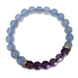 Yoga Studio Amethyst and Chalcedony Stone Mala Bracelet 8mm Stone, Stone