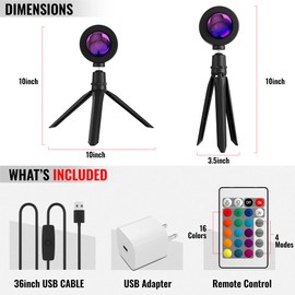 Sunset Lamp Projector for Room, Sunset Light Projector with 24Keys Remote 16 Multiple Colors | RGB LED Multicolor TIK Tok Adjustable Sunset lamp USB Port-- Different Color Changing & Fade Mode
