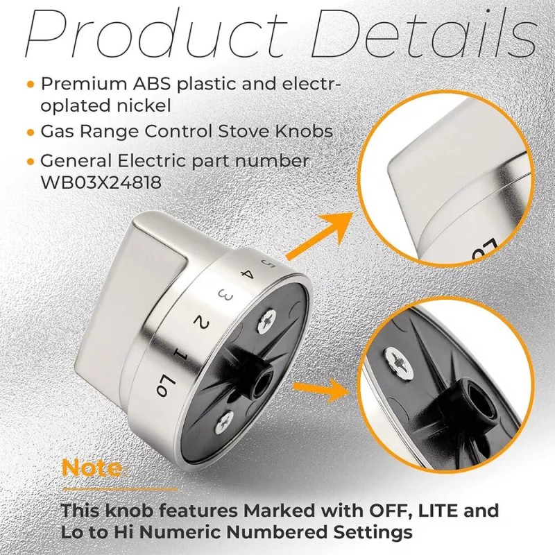 WB03X24818 5 Pcs WB03X2481 Stainless Steel Look Control Knobs for