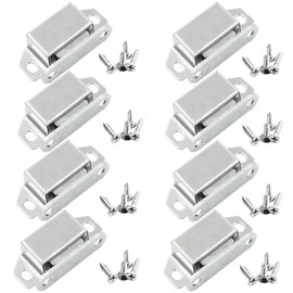YUQI® Small Magnetic Catch Stainless Steel Magnetic Catch Latch Door Clasp Magnetic Door Catch for Furniture Door Cabinet Cupboard (8 Pcs) (Improve Screws) (Improve Packaging)