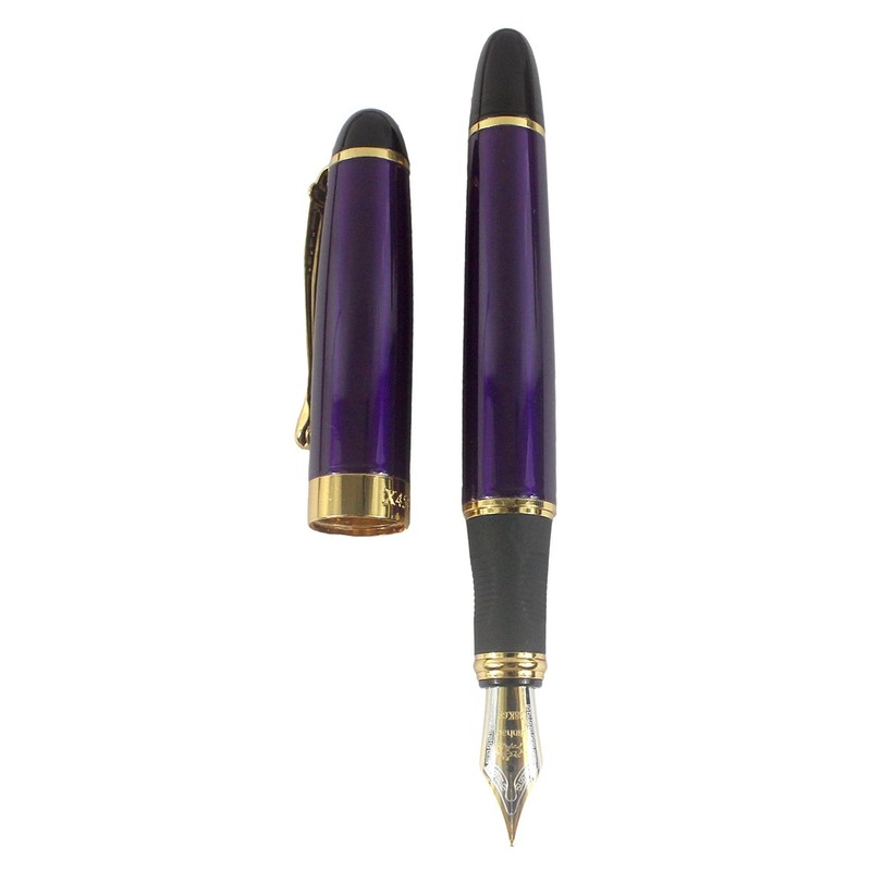 Gullor Jinhao X450 Fountain Pen, Gold Trim, Medium Nib, Purple