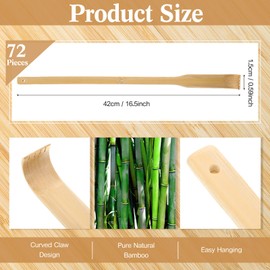 Yinkin 72 Pcs Bamboo Back Scratcher Bulk Traditional Manual Back Massager Wooden Long Scratcher for Itching Relief and Body Massage Elderly Men Women Friend and Family Nursing Gifts