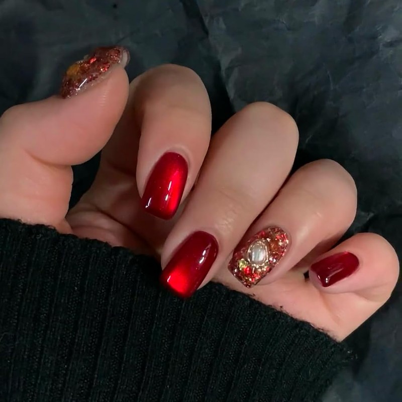 NAILKISS Wine Red Cat Eye Magnetic Gel Polish (A-008)