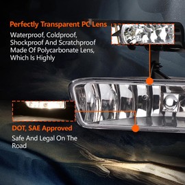 GRAND ORANGE Fog Lights Lamp Compatible With 1999-2002 Chevy Silverado 1500 2500 / Fit 2000-2006 Chevy Tahoe Suburban Clear lens GM2592113 GM2593113 10368476 10368477
