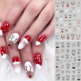 Christmas Nail Art Stickers Snowflake Elk Bear 3D Glitters Nail Decals 4 Sheets Winter Xmas Pattern Adhesive Slider Nail Decals for Christmas Acrylic Nail Art Decoration Manicure DIY Nail Supplies