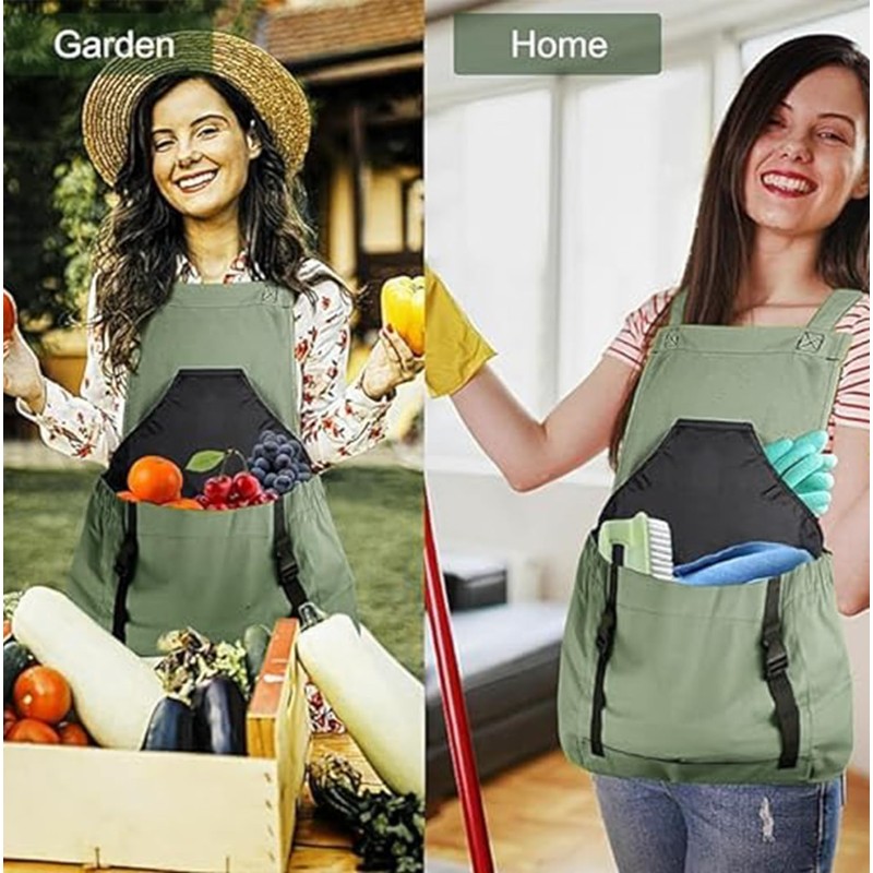 Elfzone Harvesting Apron - Gardening Aprons with Pockets,with Pockets for