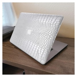 DTangLsm Compatible with MacBook Air 15 inch Case 2023 Release A2941 M2 Chip with Liquid Retina Display Touch ID, Crocodile Leather Hard Shell Faux Alligator Laptop Case+Keyboard Cover, Shining Silver