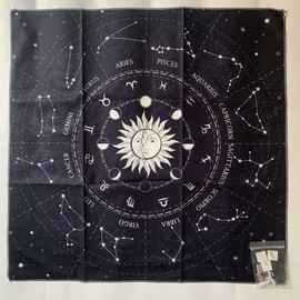zalati Tablecloth Tarot Card Table Covers with 12 Constellations Zodiac Star Signs Style for Board Role-playing Card Dice Games