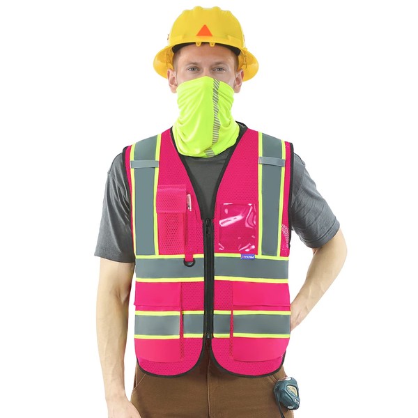 AYKRM 3xl Pink mesh High Visibility Reflective Safety Vest for