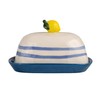 Creative Co-Op Stoneware Butter Dish with Lemon Shaped Handle, Multicolor