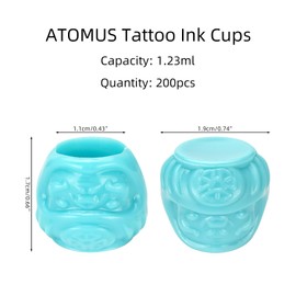 ATOMUS 200pcs Blue Disposable Tattoo ink cups Pigment Caps Tattoo Permanent Makeup Container Cap for Holding Tattoo Ink Accessories