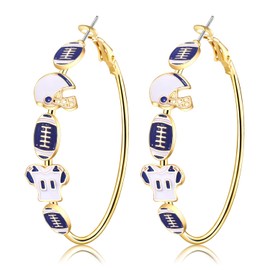 Football Earrings for Women Game Day Hoop Earrings Football Mom Accessories Enamel Red Black Football Helmet Jersey Earrings Sport Team Outfits Accessories Party Favor Gifts (Color B)