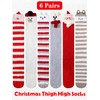 Suhine 6 Pairs Women Christmas Thigh High Fuzzy Socks Cute