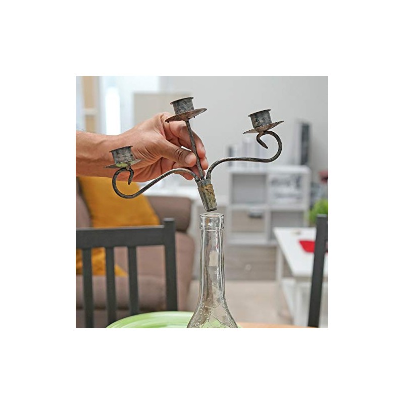 Wine Bottle Candle Holder Topper Candelabra – 3 Taper Candle