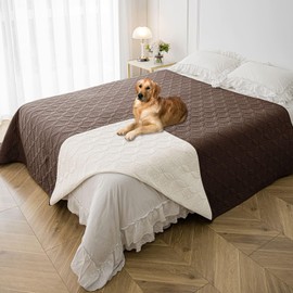 Tuffeel Waterproof Dog Blanket, 82x82 inches Pet Couch Covers for Sofa, Bed Furniture Protector from Dogs Washable and Reversible-Chocolate+Cream