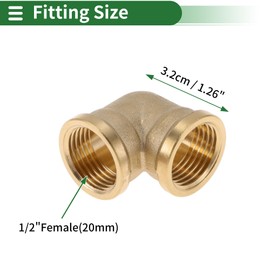 HEROFFIX Brass Pipe Fittings 1/2" Female Internal Thread Elbow (Round Type) 1.26" 2 Pcs