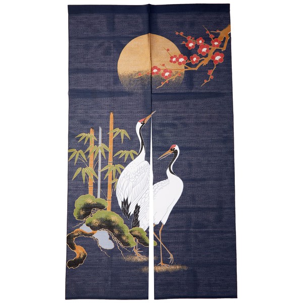 Pleasure Noren Crane with Shochiku Plum Width 33.5 x Length