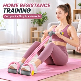 4-Tube Resistance Band for Home Workouts – Pedal Pull Exerciser with Foam Handle for Arms, Legs, Waist & Shoulders