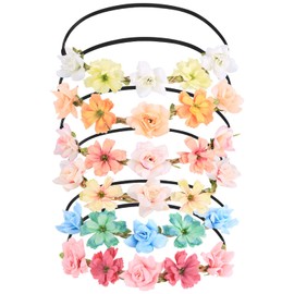 Pack of 6 Flower Wreaths for Hair, Flower Headbands, Hair Bands, Floral Garland, Bridal Hair Accessories, Flower Wreaths for Women, Girls, Festival, Party, Wedding, Beach, Birthday
