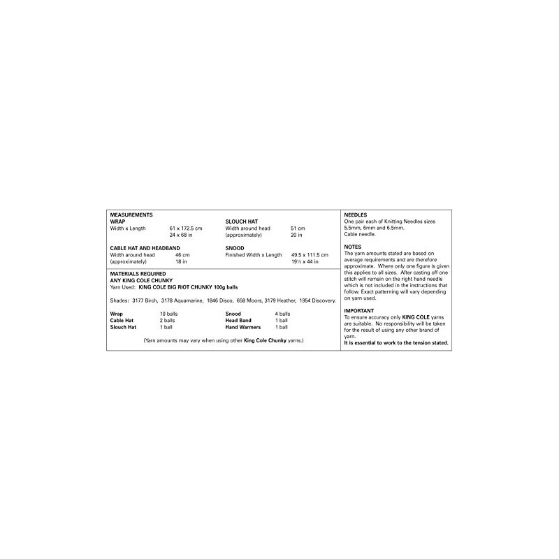 King Cole 5153 Knitting Pattern Wrap Hats Snood Head Band