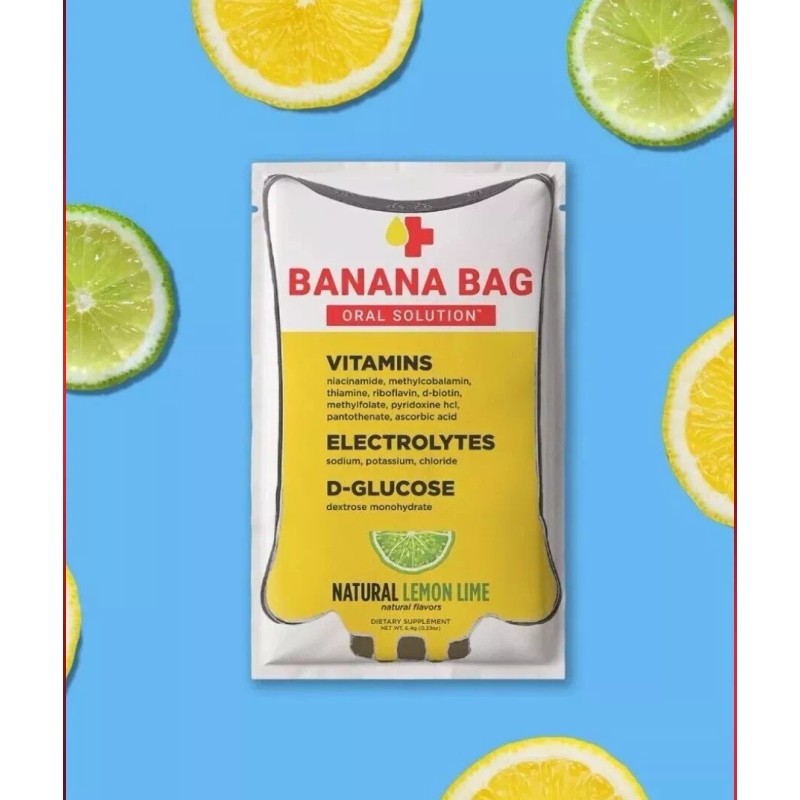 Banana Bag Oral Solution Lemon Lime 5-Pack Pharmacist Formulated Electrolyte