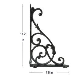 0-moyi 2pcs Large Shelf Brackets Cast Iron Wall Mounted Vintage Decorative Retro Brackets Black (Screws Included)